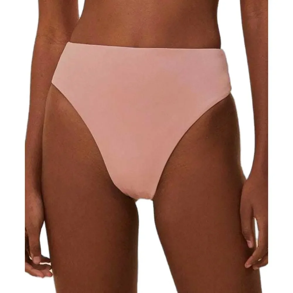 Farm Rio Rose Pink High Rise Cheeky Bikini Bottom NWT Size M $90